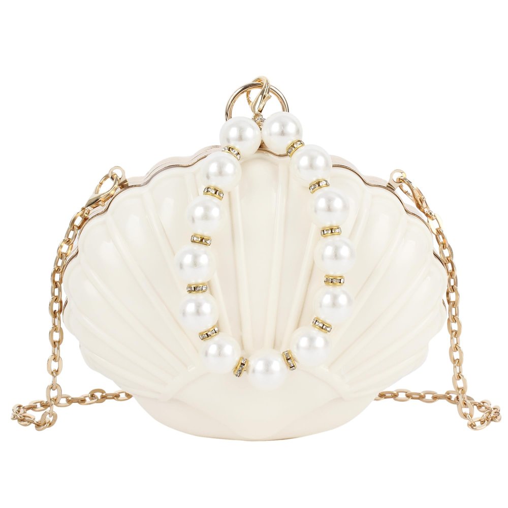 Zeph Hosea Women Seashell Evening Bag Purse Mini Clutch Handbag Shoulder Bag (07917Beige)