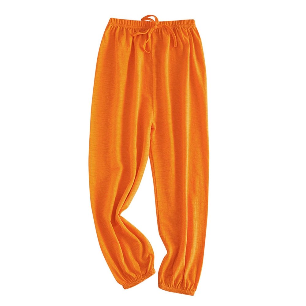 Baby Long loomers Soft Slub Cotton Harem Pants for Boys Girls Soild Elastic Casual Joggers Dance (Orange, 3-4 Years)