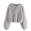 Kids Girl's Fuzzy Hoodies Warm Loose Button Down Pullover erpa Jacket Top Fall Winter Warm (Grey, 10-12 Years) view 1