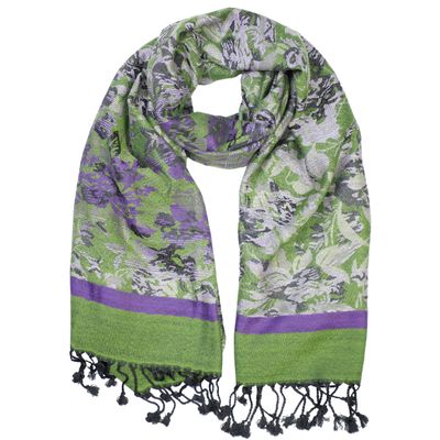 DOFOTAWN Two Tone Vintage Jacquard Paisley Women's Pashmina Shawl Wrap Scarf (green)