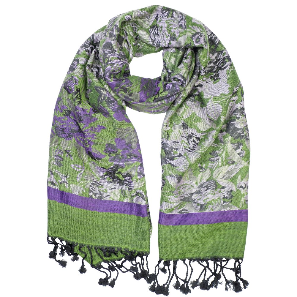 DOFOTAWN Two Tone Vintage Jacquard Paisley Women's Pashmina Shawl Wrap Scarf (green)