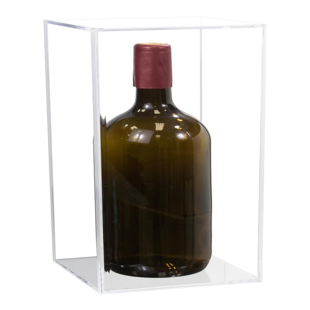 Better Display Cases 1.5 Liter Wine Bottle Display Case with White Back Wall Mount (Vertical or Horizontal) - 6" x 6" x 15" (A078/D03)