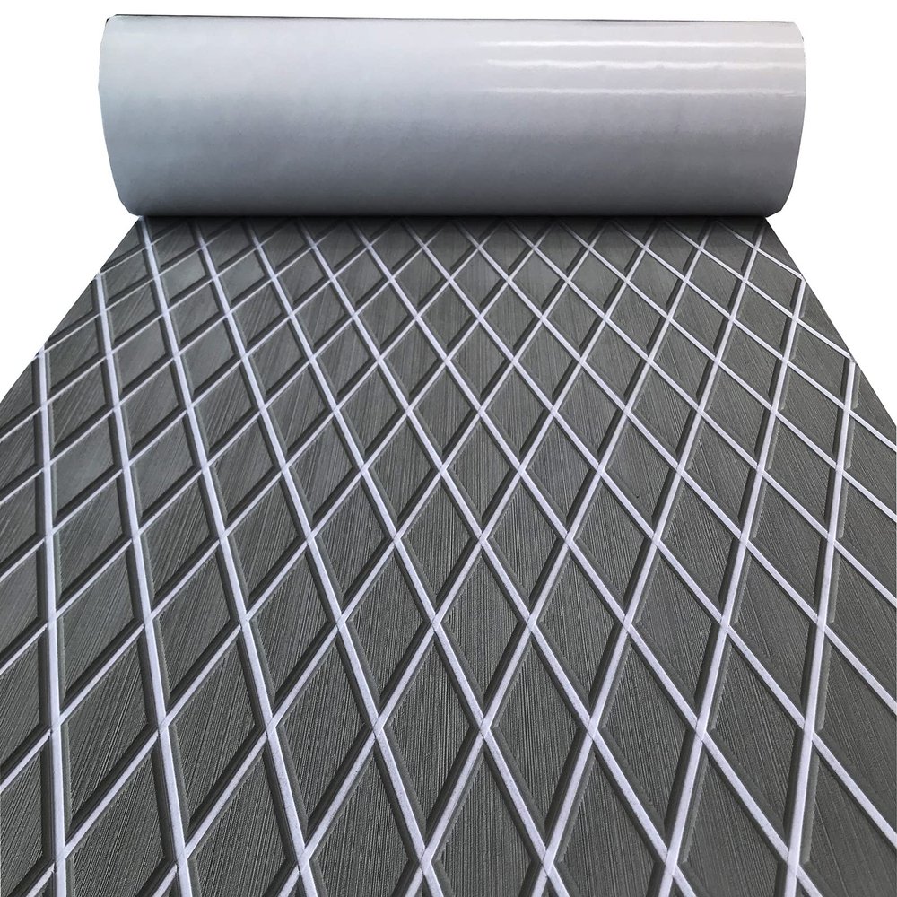 KXKZREN EVA Foam Boat Flooring Decking Sheet 6mm Thick Diamond Anti-Slip Marine Flooring Mat Self Adhesive Deck Pad for Bass Boat Yacht Motorboat RV Cooler Tops, 74.8"x13.8"