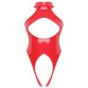 Loloda Womens PVC Leather Open Crotch Teddy One Piece Cupless Bodysuit Catsuit Leotard Swimsuit CrotchlessRed A X-Large view 1
