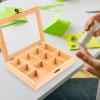 Alipis Children S Diy Wooden Jewelry Box with 10 Compartments Clear Lid Unfinished Craft Storage Organizer for Kids Small Toys and Accessories view 2