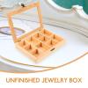 Alipis Children S Diy Wooden Jewelry Box with 10 Compartments Clear Lid Unfinished Craft Storage Organizer for Kids Small Toys and Accessories view 4