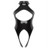 Loloda Womens PVC Leather Open Crotch Teddy One Piece Cupless Bodysuit Catsuit Leotard Swimsuit CrotchlessBlack A 4X-Large view 1