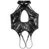 Loloda Womens PVC Leather Open Crotch Teddy One Piece Cupless Bodysuit Catsuit Leotard Swimsuit CrotchlessBlack A 4X-Large view 3