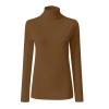 Womens Mock Turtleneck Tops Long Sleeve Fleece Lined Undershirt Lightweight Winter Fall Thermal Base Layer T Shirt Brown view 2