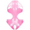 Loloda Womens PVC Leather Open Crotch Teddy One Piece Cupless Bodysuit Catsuit Leotard Swimsuit Cutout Pink B 3X-Large view 2