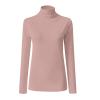 Womens Mock Turtleneck Tops Long Sleeve Fleece Lined Undershirt Lightweight Winter Fall Thermal Base Layer T Shirt Pink view 2