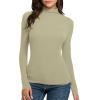Womens Mock Turtleneck Tops Long Sleeve Fleece Lined Undershirt Lightweight Winter Fall Thermal Base Layer T Shirt Beige view 1