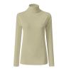 Womens Mock Turtleneck Tops Long Sleeve Fleece Lined Undershirt Lightweight Winter Fall Thermal Base Layer T Shirt Beige view 2