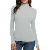 Womens Mock Turtleneck Tops Long Sleeve Fleece Lined Undershirt Lightweight Winter Fall Thermal Base Layer T Shirt Gray view 1