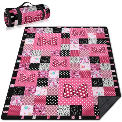 awufncksn Pink Picnic Blankets Waterproof Foldable, 60X80 Checkered Thick Picnic Mat Outdoor Blanket for Grass, Cute Beach Blanket Sandproof Picnic Accessories for Camping Party Park Girls Gifts