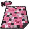 awufncksn Pink Picnic Blankets Waterproof Foldable, 60X80 Checkered Thick Picnic Mat Outdoor Blanket for Grass, Cute Beach Blanket Sandproof Picnic Accessories for Camping Party Park Girls Gifts view 1