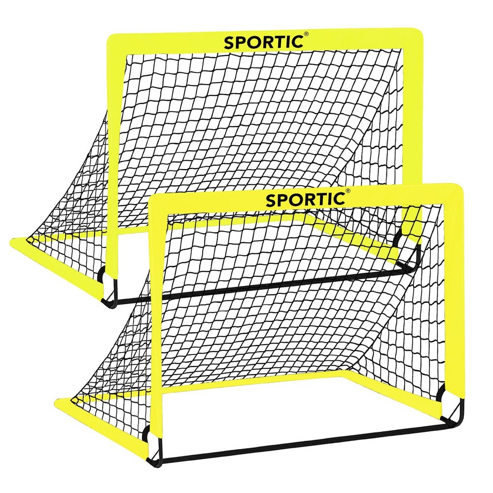 2 Pack 4' x 3' Soccer Goal Net Set, Pop Up Kids Practice Soccer Goals for Indoor and Outdoor.Portable Soccer Net with Carrying Bag & Ground Pegs, Perfect for Backyard, Field, Court (Yellow)