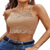 Avidlove Lace Bralette Lace Bra Camisoles Top for Women Racerback Double-Layered High Neck Crop Top Khaki XL view 1