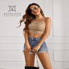 Avidlove Lace Bralette Lace Bra Camisoles Top for Women Racerback Double-Layered High Neck Crop Top Khaki XL view 3