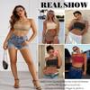 Avidlove Lace Bralette Lace Bra Camisoles Top for Women Racerback Double-Layered High Neck Crop Top Khaki XL view 4