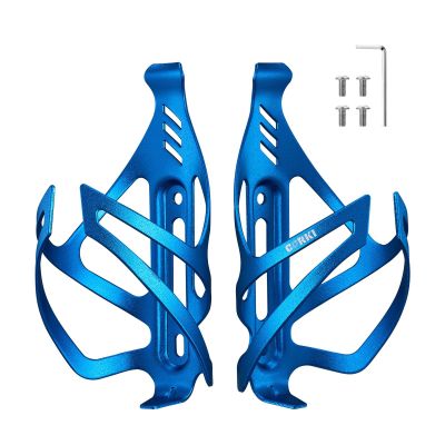 Corki Cycles Bike Water Bottle Holder Aluminum Alloy, Universal Bike Water Bottle Cage for Road, Mountain and Gravel Bikes - 2 Pack - Blue