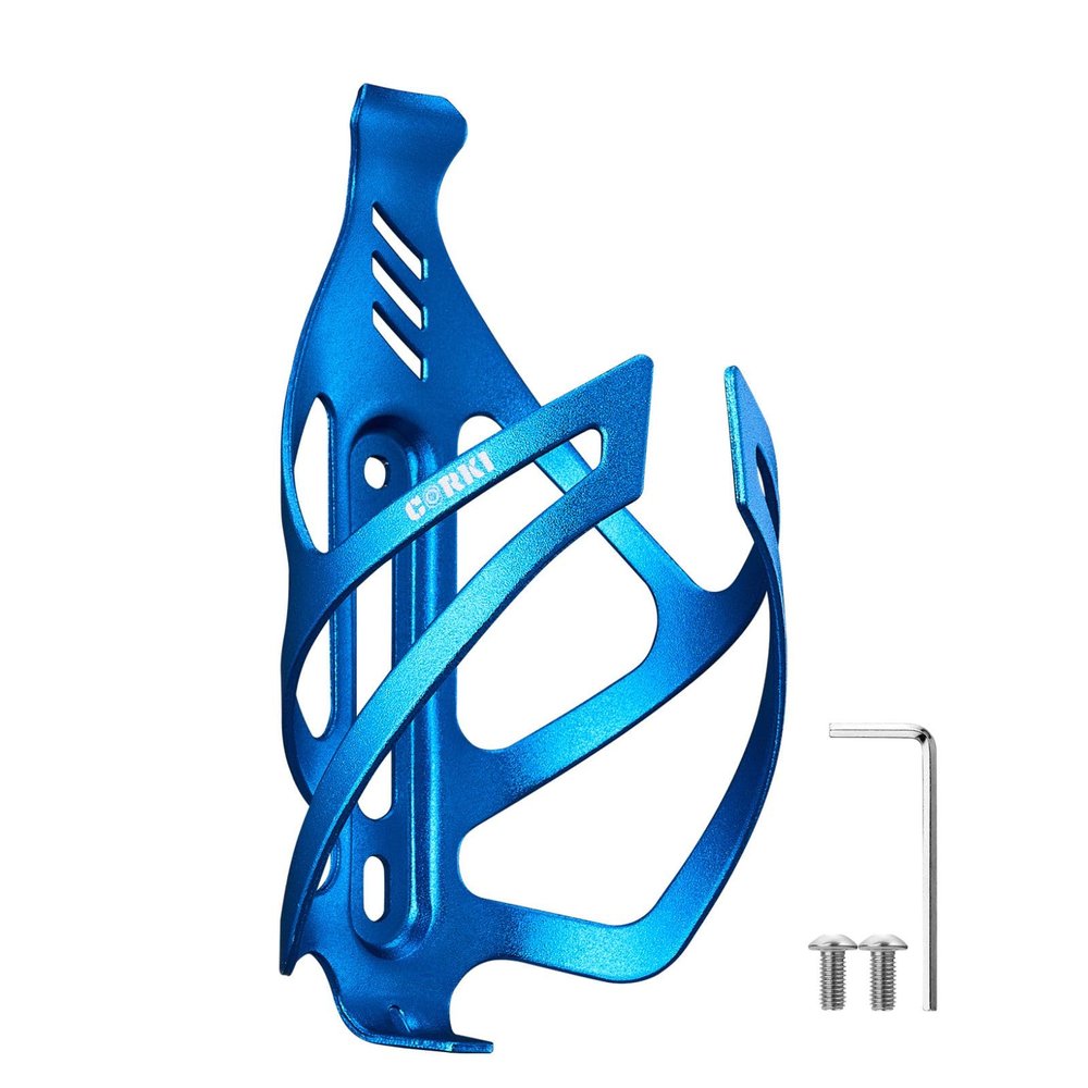 Corki Cycles Bike Water Bottle Holder Aluminum Alloy, Universal Bike Water Bottle Cage for Road, Mountain and Gravel Bikes - 1Pack - Blue