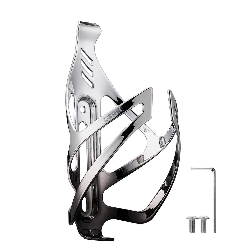 Corki Cycles Bike Water Bottle Holder Aluminum Alloy, Universal Bike Water Bottle Cage for Road, Mountain and Gravel Bikes - 1 Pack - Black Silver