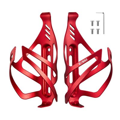 Corki Cycles Bike Water Bottle Holder Aluminum Alloy, Universal Bike Water Bottle Cage for Road, Mountain and Gravel Bikes - 2 Pack - Red