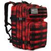 QT&QY 45L Military Tactical Backpacks for men GYM Heavy duty Survival Backpack Molle Army CCW Assault Pack 3 Day Bug Out Bag Hiking Treeking Rucksack Red Plaid view 1