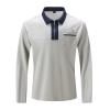 Mens Long Sleeve Zipper Polo Shirts Casual Lapel Collar Zip Up Henley Shirts Cotton Sports Golf Tennis T-Shirts with Pockets Grey view 3