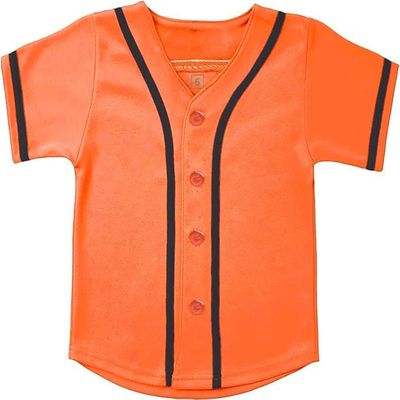 SPTEHW Kids Baseball Jersey Button Down Hip Hop T Shirts Personalized Softball Jersey for Boys Girls (4 Years, Orange)