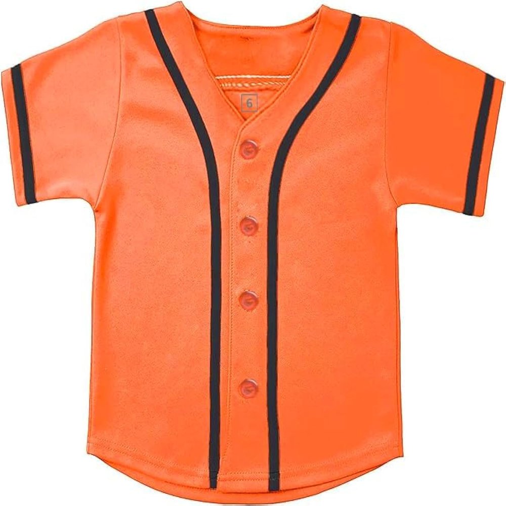SPTEHW Kids Baseball Jersey Button Down Hip Hop T Shirts Personalized Softball Jersey for Boys Girls (4 Years, Orange)