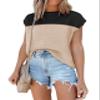 Disamer Cap Sleeve Knit Sweater Tops Sleeveless Vest 2026 Spring Clothes Oversized Summer Tank Trendy Short Sleeve T Shirts,Color Black,Small view 1