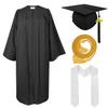 Herrenbek Matte Cap and Gown with graduation Honor Cords, Plain Stole, and 2025 Tassels for High School and Bachelor(Black) view 1