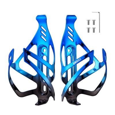 Corki Cycles Bike Water Bottle Holder Aluminum Alloy, Universal Bike Water Bottle Cage for Road, Mountain and Gravel Bikes -2 Pack - Black&Blue