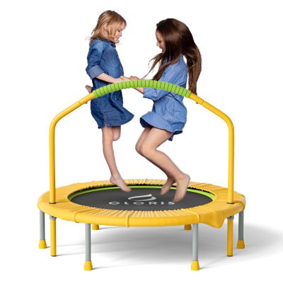 CLORIS 38in Folding Trampoline - Max Load 220lbs Rebounder Fitness Trampoline with Adjustable Foam Handle, with safty Padded Cover Best Gift(38'' Yellow)