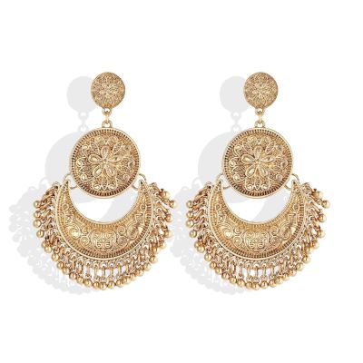 Aonklot Jhumkas Indian Earrings for Women Boho Ball Chandelier Tassel Statement Dangle Earrings Wedding Bridal Jhumki Bollywood Bell Jewelry Gifts Indian Dresses Outfits-015-339-NOV-EAR-2