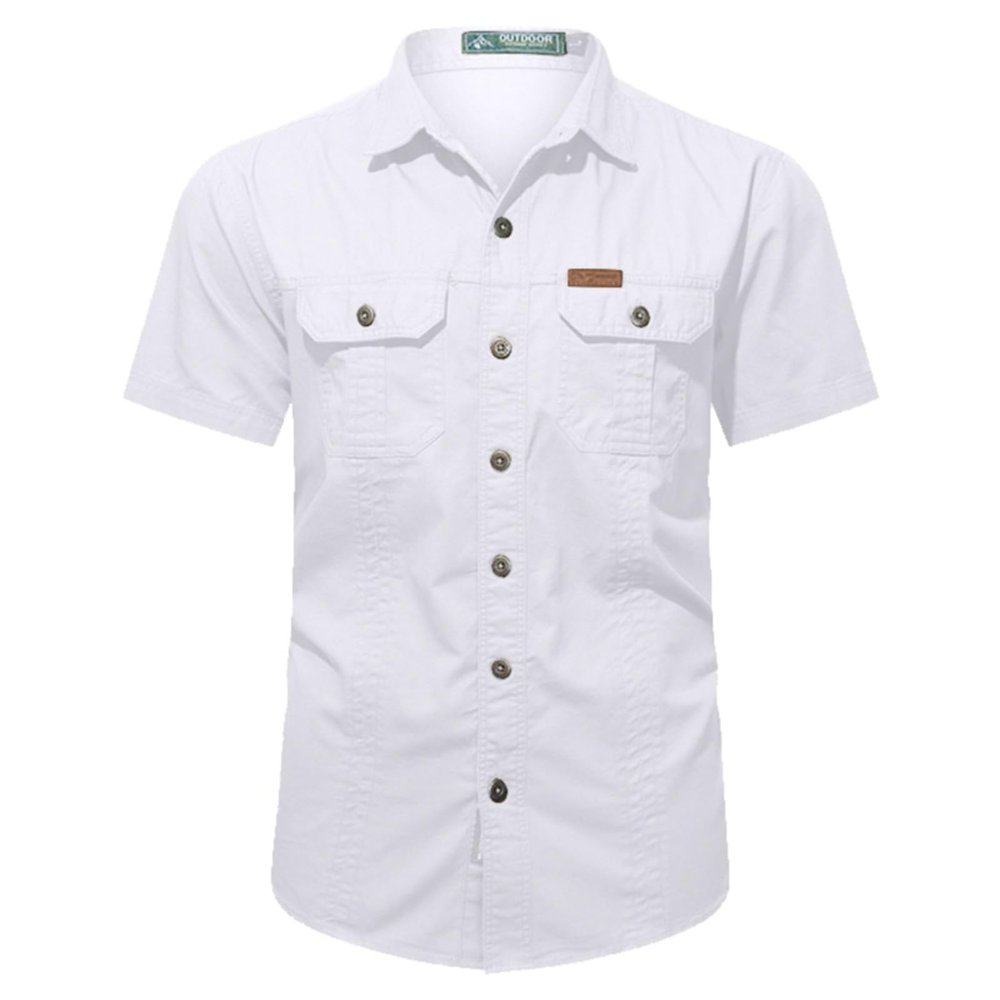 Mens Short Sleeve Tactical Shirts Relaxed Fit Golf Polo Shirts Casual Summer Outdoor Military Tactical Hiking T Shirt Button Down Work Shirt Tops