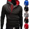 Mens Casual Zip Up Long Sleeve Polo Knitted Sweatshirts Business Outdoor Hiking Fishing Running Golf Pullover Shirt Tops Grey view 2