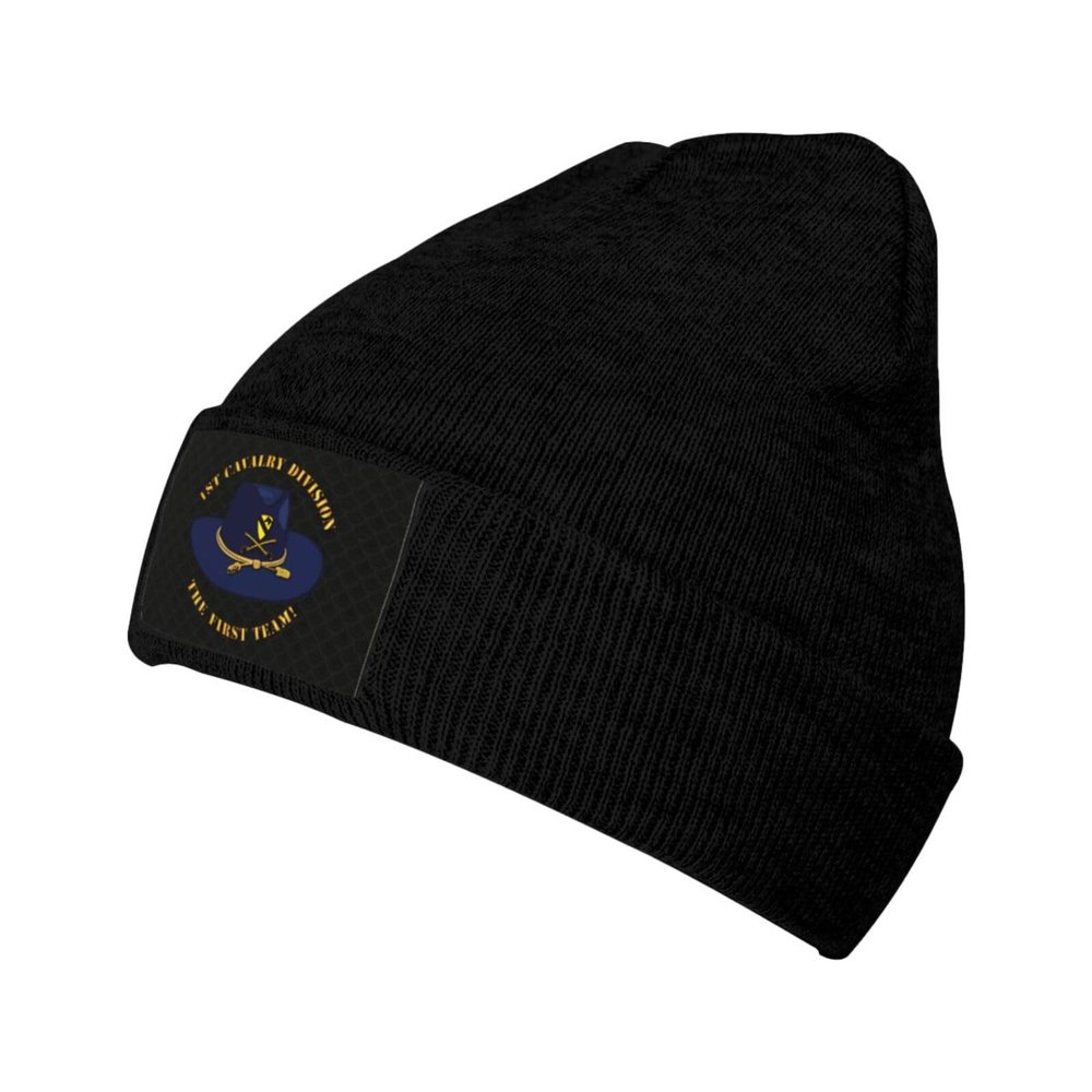 1st Cavalry Division Cav Men's Casual Knitted Skull Hat Warm Stockings Men's Women's Striped Winter Beanie Cuff Hat Black