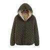 JEsilunmaMY Women's Diamond Fleece Lined Quilted Jacket Slim Hooded Sherpa Jacket with Pocket Solid Color Winter Padded Coats (Army Green,3X-Large) view 1