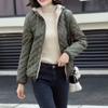 JEsilunmaMY Women's Diamond Fleece Lined Quilted Jacket Slim Hooded Sherpa Jacket with Pocket Solid Color Winter Padded Coats (Army Green,3X-Large) view 2
