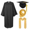 Herrenbek Matte Cap and Gown with graduation Honor Cords, Plain Stole, and 2025 Tassels for High School and Bachelor(Black) view 1