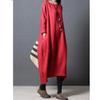 Bestgift Women's Dresses Loose Plus Size Casual Cotton Linen Long Section Long Sleeve Round Neck Long Dresses Red 2XL view 3