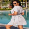 Avidlove Swimsuit Cover Ups for Women Beach Chiffon Swimwear Coverup Sheer Sexy V-Neck Beachwear White view 3