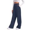 Women Wide Leg Sweatpants Baggy Straight Leg Sweatpants with Pockets Plus Size Fleece Lined Flare Sweatpants Winter Casual Loose Joggers Drawstring Elastic Waist Athletic Pants Comfy Lounge Pants view 2