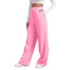 Women Wide Leg Sweatpants Baggy Straight Leg Sweatpants with Pockets Plus Size Fleece Lined Flare Sweatpants Winter Casual Loose Joggers Drawstring Elastic Waist Athletic Pants Comfy Lounge Pants view 1