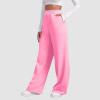 Women Wide Leg Sweatpants Baggy Straight Leg Sweatpants with Pockets Plus Size Fleece Lined Flare Sweatpants Winter Casual Loose Joggers Drawstring Elastic Waist Athletic Pants Comfy Lounge Pants view 2