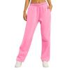 Women Wide Leg Sweatpants Baggy Straight Leg Sweatpants with Pockets Plus Size Fleece Lined Flare Sweatpants Winter Casual Loose Joggers Drawstring Elastic Waist Athletic Pants Comfy Lounge Pants view 3