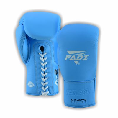 Fadi Sports Authentic Series A2 Unisex Pro Lace-Up Boxing Gloves - Genuine Cowhide Leather | Optimal for Boxing, MMA, Muay Thai, Kickboxing, Martial Arts Training & Sparring (Blue, 12 oz)